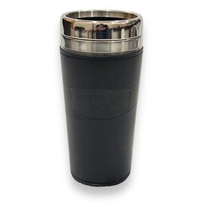 Rustic Inn Cafe 16oz Travel Mug Tumbler Faux Leather Sleeve